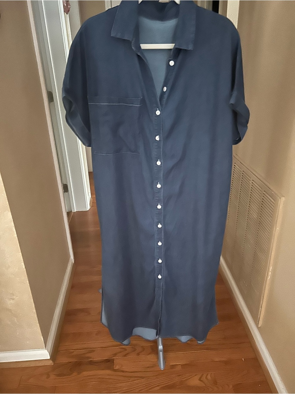 Button-Front Women’s Denim Shirt Dress